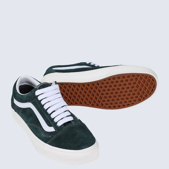 NIB Vans Pig Suede Old Skool (Jungle Green/True White) VN0A5JMI94T1 US Mens 12 - Picture 3 of 6
